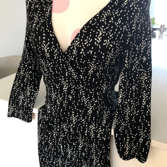 Gap Chelsea Mix Dot Print Long Sleeve Midi Wrap Dress in Black   White Size M - Picture 5 of 11